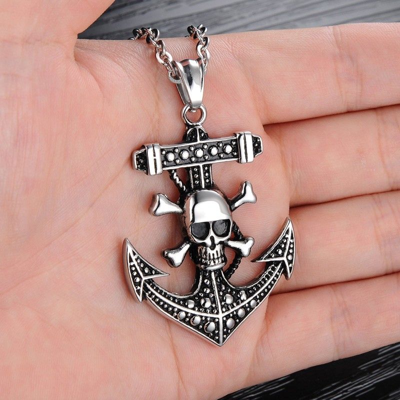 Collier En Acier Inoxydable Skull Anchor Pour Homme