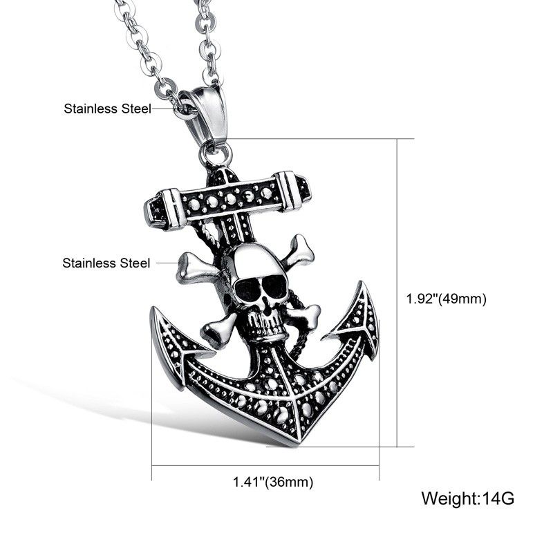 Collier En Acier Inoxydable Skull Anchor Pour Homme