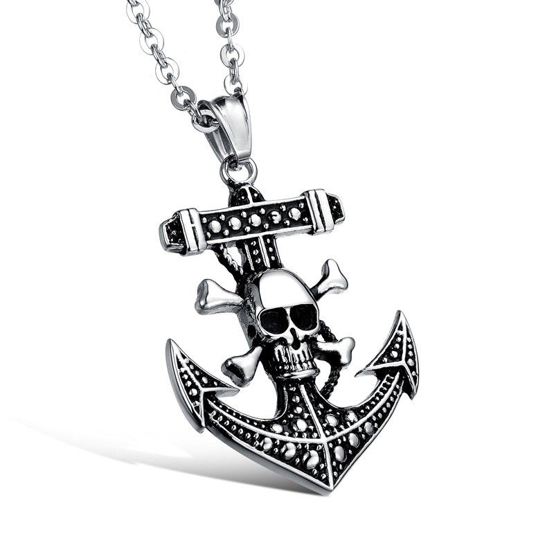 Collier En Acier Inoxydable Skull Anchor Pour Homme