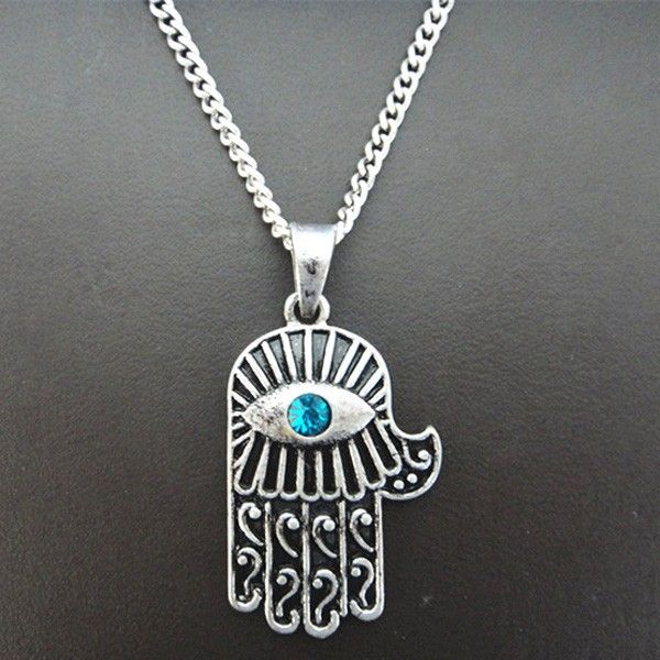 Collier En Alliage De Forme Main Hamsa Chanceux Avec Pierre Précieuse