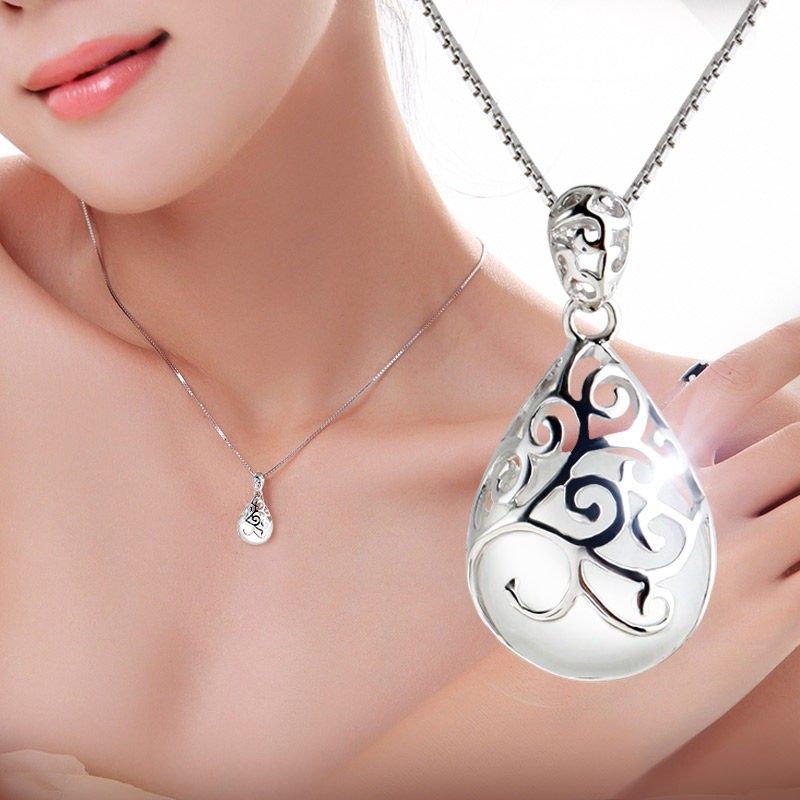 Collier En Argent Sterling 925 Incrusté D'opale Chanceuse Pour Femme