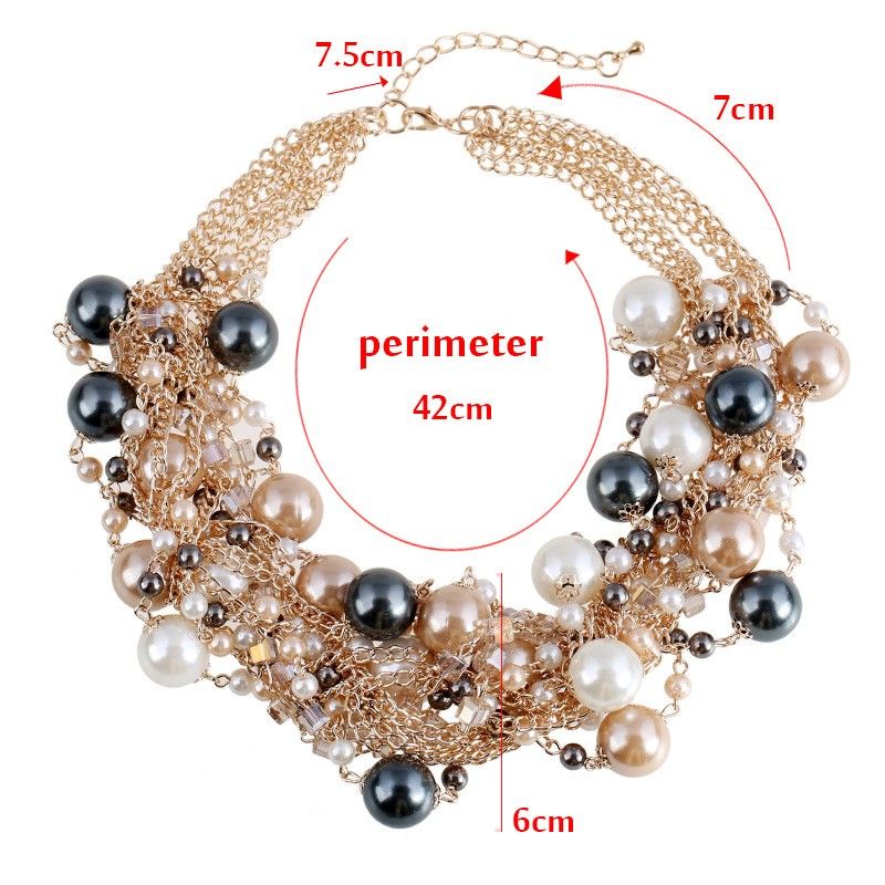 Collier De Déclaration De Perles Colorées Multicouches De Mode Européenne