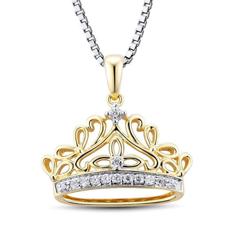 Collier Pour Femme En Forme De Couronne En Argent Sterling 925 Plaqué Or 18 Carats De Luxe