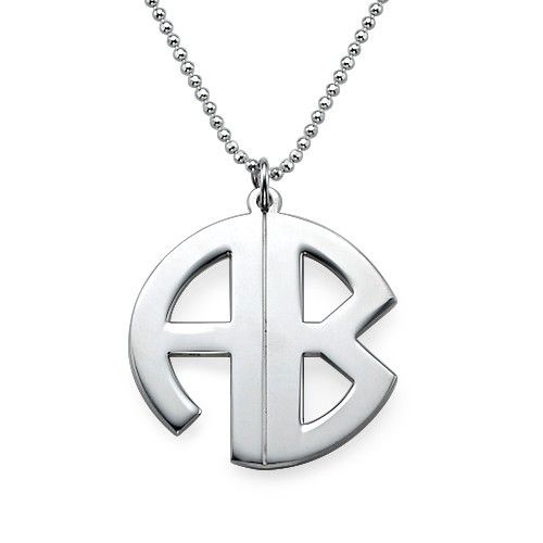 Collier Monogramme Bloc En Argent Sterling Personnalisé