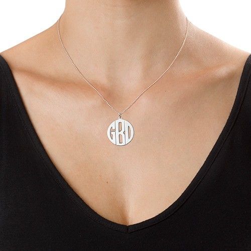 Collier Monogramme Bloc En Argent Sterling Personnalisé