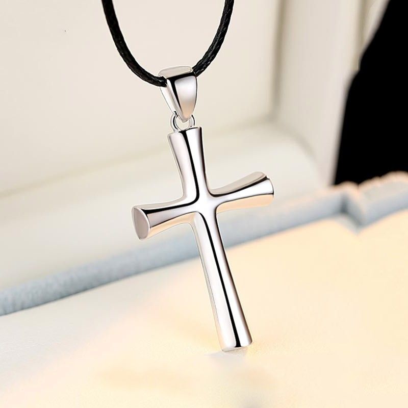 Colliers D'amoureux À Pendentif Croix Simple En Argent Sterling