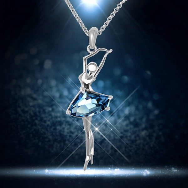 Dernier Pendentif / Collier En Forme De Fille De Ballet En Cristal Pour Femmes