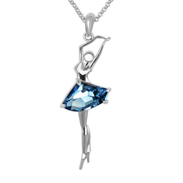 Dernier Pendentif / Collier En Forme De Fille De Ballet En Cristal Pour Femmes