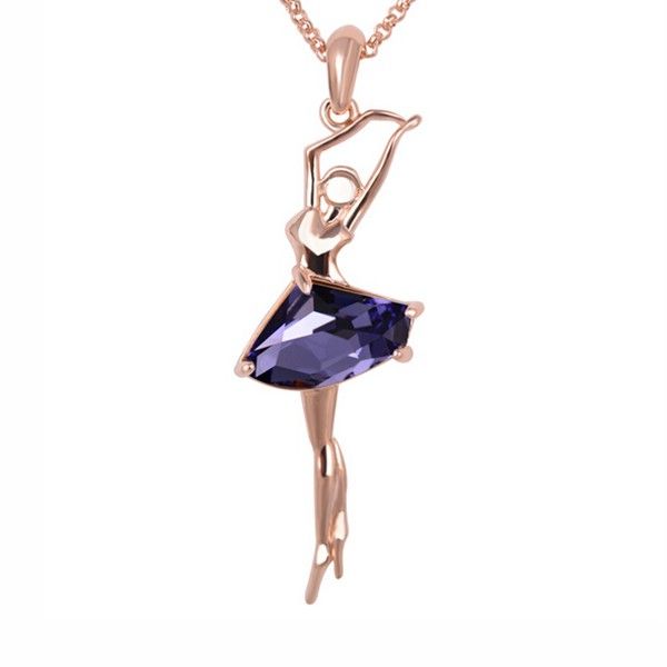 Dernier Pendentif / Collier En Forme De Fille De Ballet En Cristal Pour Femmes