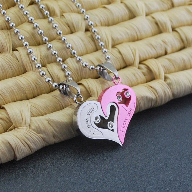 Nouveau Coeur Romantique "have Mutual Affinity" Je T'aime Collier D'amant En Acier Titane