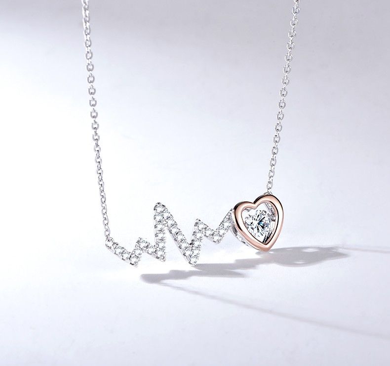 Valentine Gift Heart Beat S925 Collier En Argent Sterling