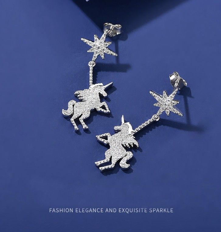 2019 Nouvelles Boucles D'oreilles Licorne En Argent Sterling Une Paire De Boucles D'oreilles Pour Filles Adolescents Garçons Étudiants Femmes