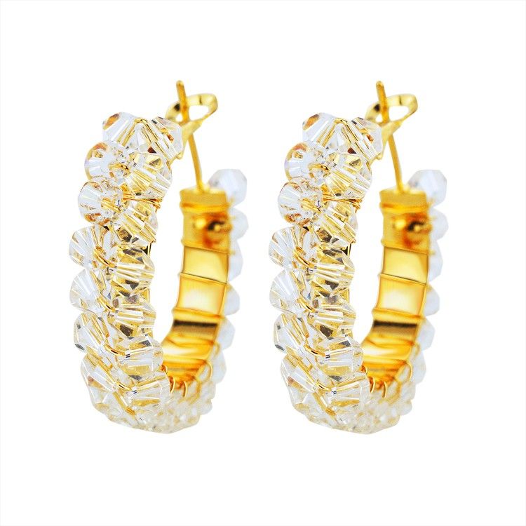 Alliage D'or Avec Boucles D'oreilles En Cristal Transparent Pour Femme De Luxe