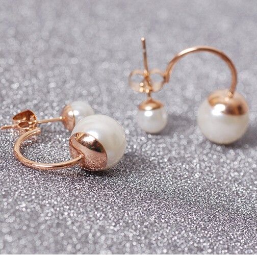 Boucles D'oreilles À Double Perle De Style Occidental Pour Femmes