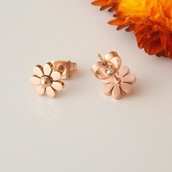 Boucles D'oreilles Élégantes En Titane Plaqué Or Rose 18 Carats Pour Femme