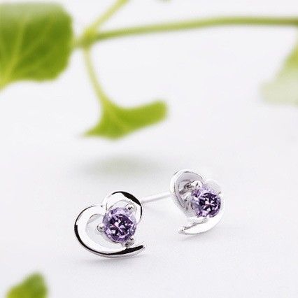 Boucles D'oreilles En Forme De Coeur En Argent Sterling Avec Cristal Taillé Riche