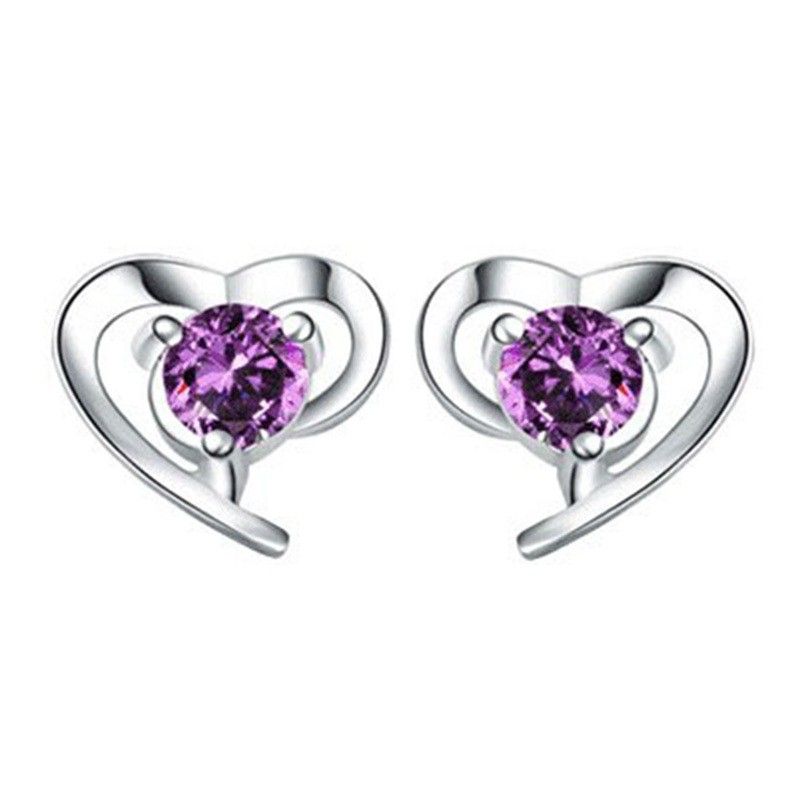 Boucles D'oreilles En Forme De Coeur En Argent Sterling Avec Cristal Taillé Riche