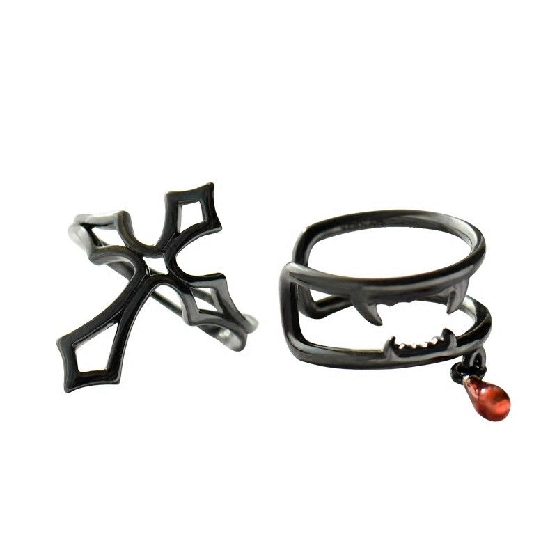 Croix Latine Et Vampire En Argent Sterling Une Paire De Boucles D'oreilles Noires Pour Filles Adolescents Garçons Étudiants Femmes