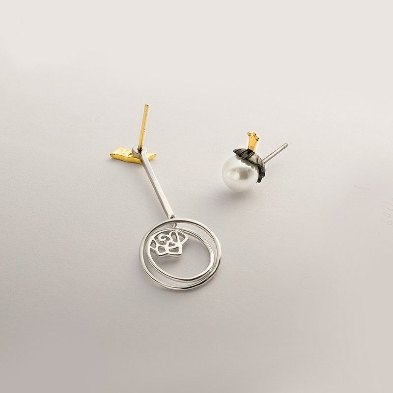 Le Petit Prince Et La Rose S925 En Argent Sterling Une Paire De Boucles D'oreilles Pour Filles Adolescents Garçons Étudiants Femmes