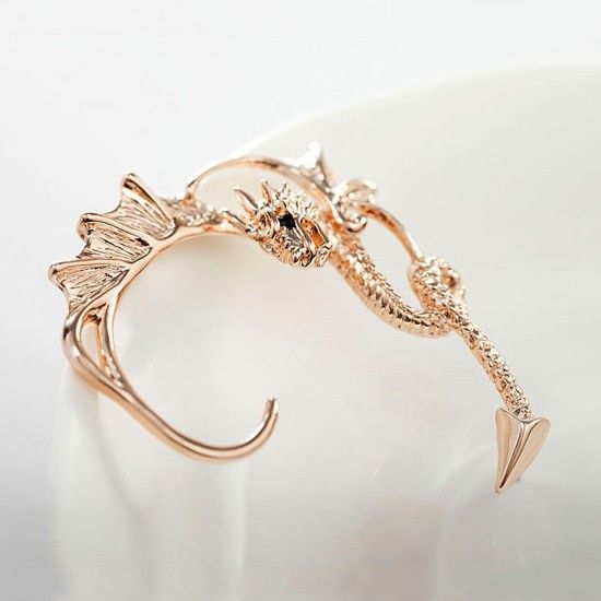 Manchette D'oreille Pour Femme En Alliage Plaqué Or Super Cool Flying Dragon