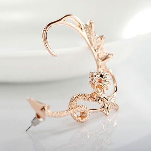 Manchette D'oreille Pour Femme En Alliage Plaqué Or Super Cool Flying Dragon