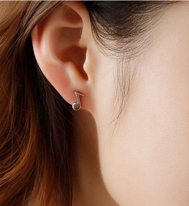 Paire De Boucles D'oreilles Pour Femme En Acier Inoxydable Titane Plaqué Or Avec Note De Musique