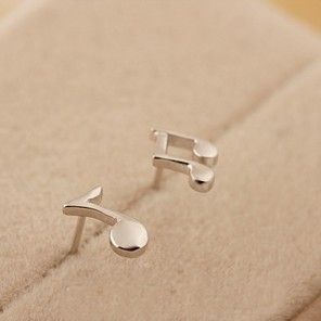 Paire De Boucles D'oreilles Pour Femme En Acier Inoxydable Titane Plaqué Or Avec Note De Musique