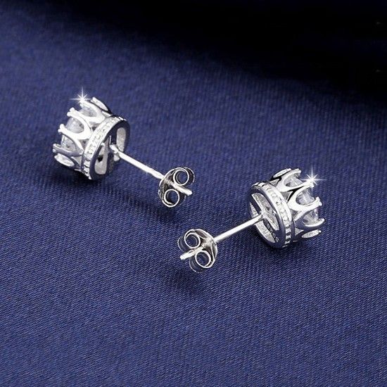 Puces D'oreilles En Argent Sterling Avec Cristal Solitaire À Griffes Étincelantes