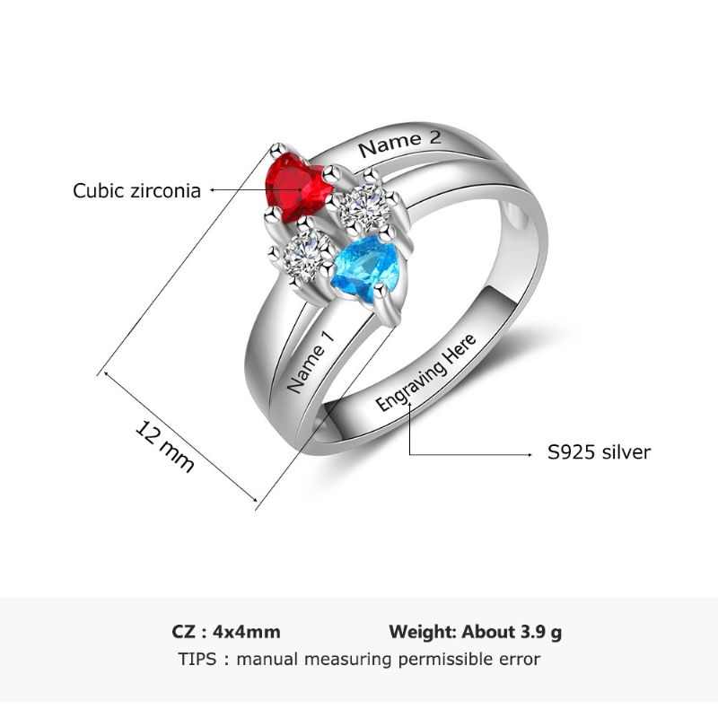 Anneaux De Pierre De Naissance Anneaux De Mères En Argent Sterling 925 Personnalisé Pierre De Naissance Famille Anneau De Zircone Cubique Cadeau De Fête Des Mères