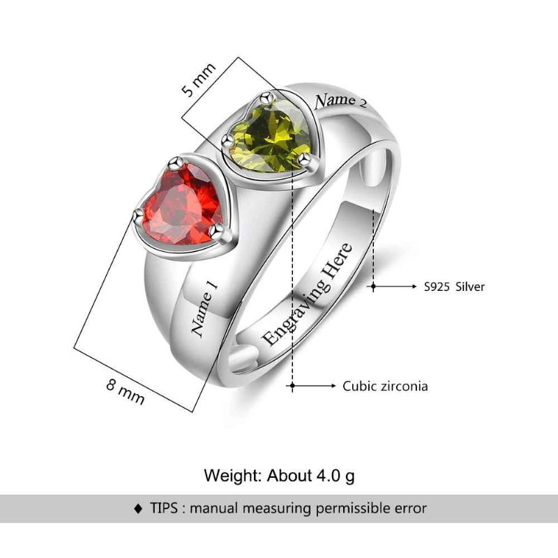 Anneaux De Pierre De Naissance Anneaux De Mères En Argent Sterling 925 Personnalisé Pierre De Naissance Famille Anneau De Zircone Cubique Cadeau De Fête Des Mères