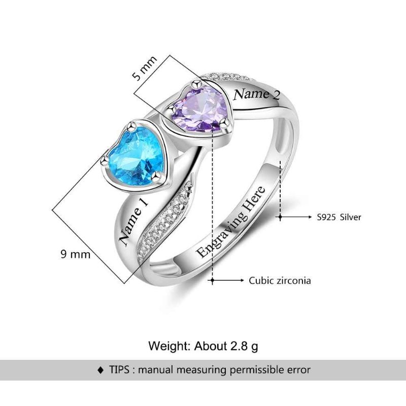 Anneaux De Pierre De Naissance Anneaux De Mères En Argent Sterling 925 Personnalisé Pierre De Naissance Famille Anneau De Zircone Cubique Cadeau De Fête Des Mères