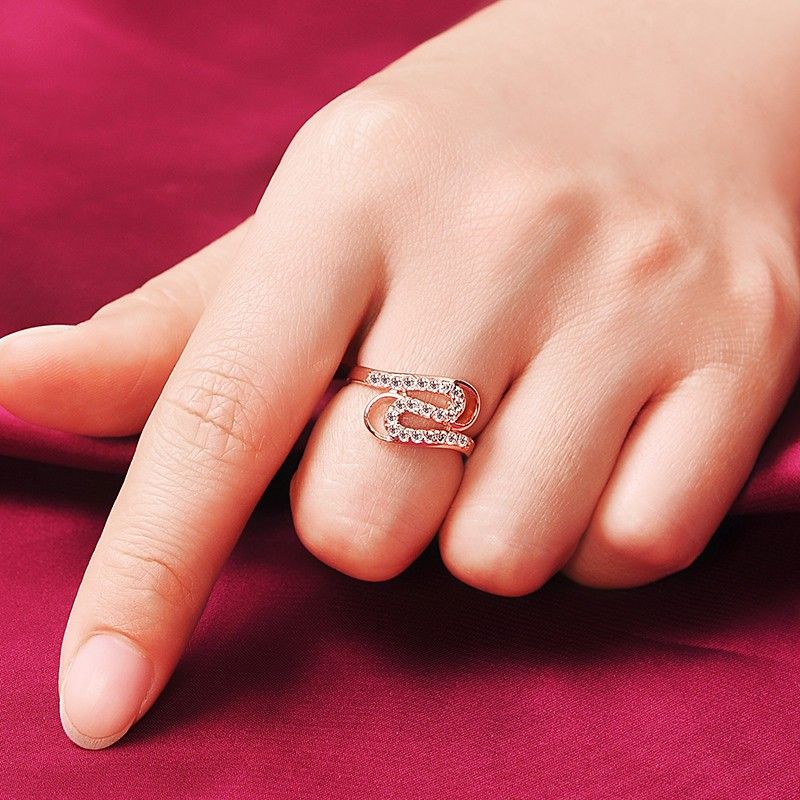 0.03 Carat Simulé Fiançailles / Mariage / Promesse En Or Rose Bague Pour Elle