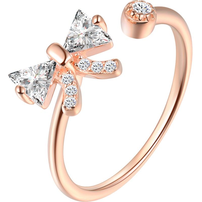 0.2 Carat Simulé Fiançailles / Mariage / Promesse En Or Rose Bague Ouverte Pour Elle