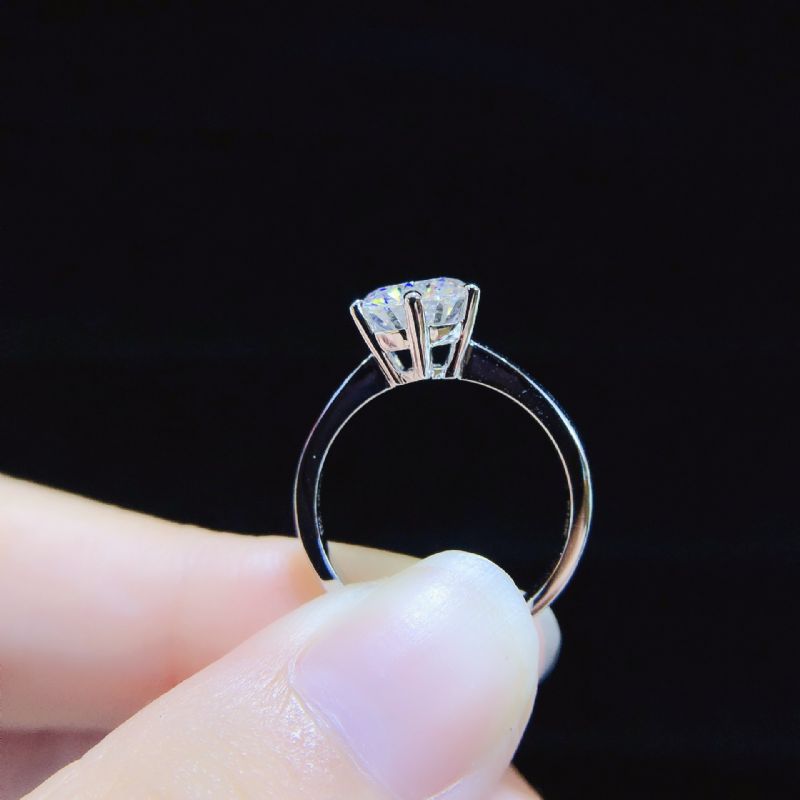 0.3 - 3.0 Ct 925 Argent Platine Plaqué Rond Simulé Promesse De Diamant / Mariage / Bague De Fiançailles Pour Les Femmes Fille Amis Cadeau De La Saint-valentin