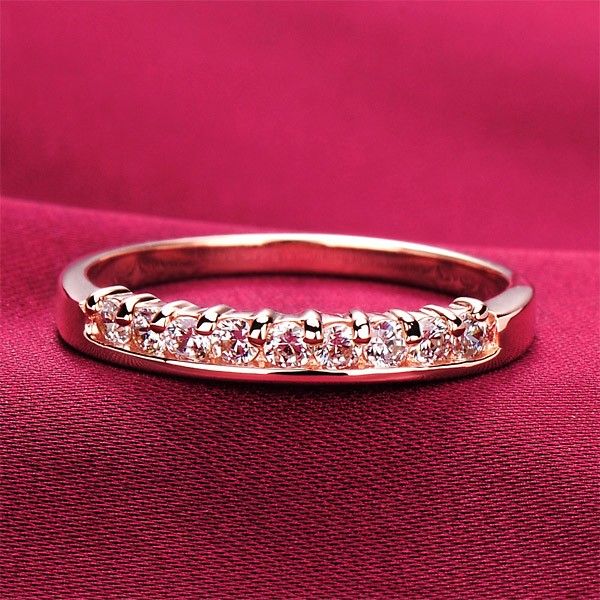 0.3 Carat X 9 Fiançailles / Mariage / Promesse De Diamant Simulé Bague En Or Rose Pour Elle