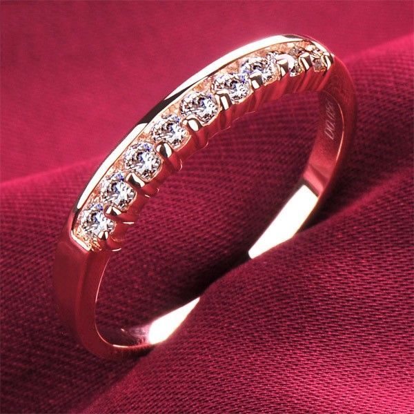 0.3 Carat X 9 Fiançailles / Mariage / Promesse De Diamant Simulé Bague En Or Rose Pour Elle