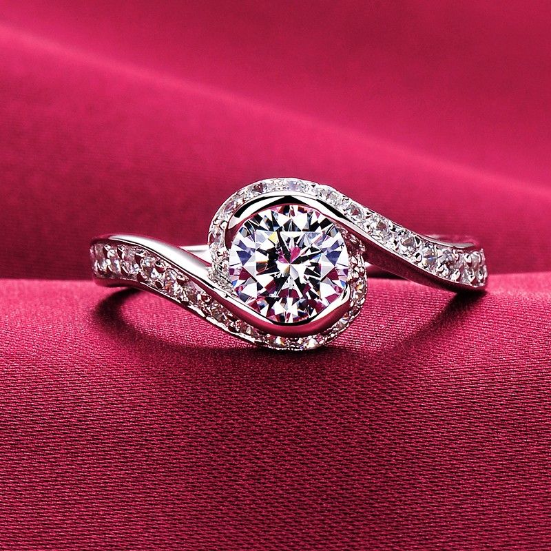 0.4 Carats Engagement Diamant Simulé / Mariage / Anneau De Promesse Pour Elle