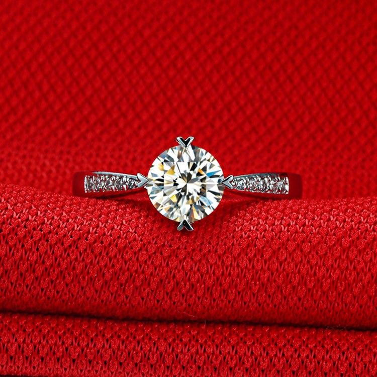 0.5 Ct 1.0 Ct 1.5 Ct 925 Argent Platine Plaqué Rond Diamant Simulé Promesse / Mariage / Bague De Fiançailles Pour Femmes Fille Amis Cadeau De Saint Valentin