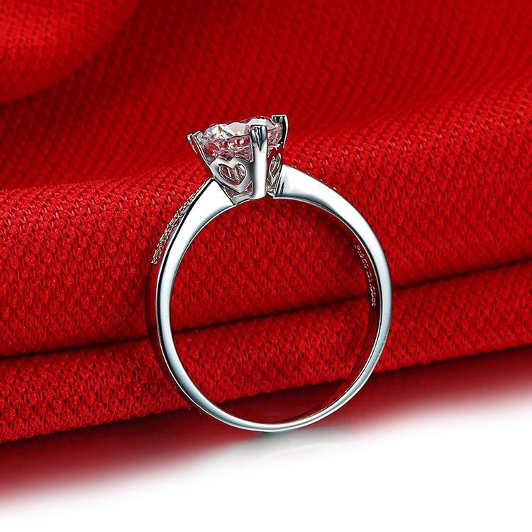 0.5 Ct 1.0 Ct 1.5 Ct 925 Argent Platine Plaqué Rond Diamant Simulé Promesse / Mariage / Bague De Fiançailles Pour Femmes Fille Amis Cadeau De Saint Valentin