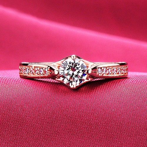 0.6 - 1.0 Carat De Fiançailles En Diamant Simulé / Mariage / Promesse Bague En Or Rose Pour Elle