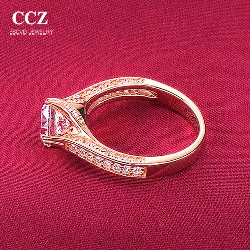 0.6 - 1.0 Carat De Fiançailles En Diamant Simulé / Mariage / Promesse Bague En Or Rose Pour Elle