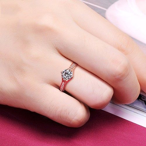 0.6 - 1.0 Carat De Fiançailles En Diamant Simulé / Mariage / Promesse Bague En Or Rose Pour Elle