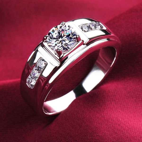 0.6 Carat Simulé Bague De Fiançailles / Mariage / Promesse De Diamant Pour Lui