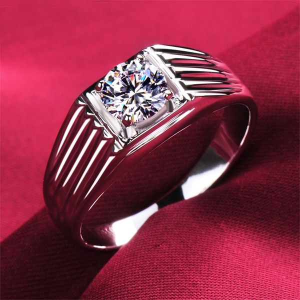 0.6 Carat Simulé Bague De Fiançailles / Mariage / Promesse De Diamant Pour Lui