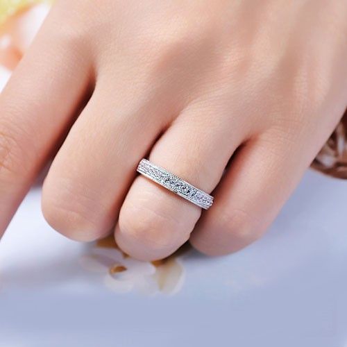 0.6 Ct Perfect Cut 950 En Argent Sterling Plaqué Platine De Fiançailles / Bague De Mariage Ensemble De Mariée Pour Les Femmes