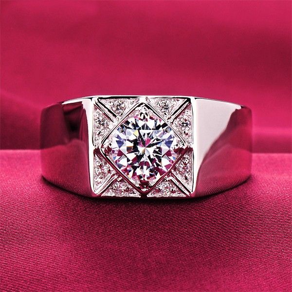 0.8 Carat Simulé Bague De Fiançailles / Mariage / Promesse De Diamant Pour Lui