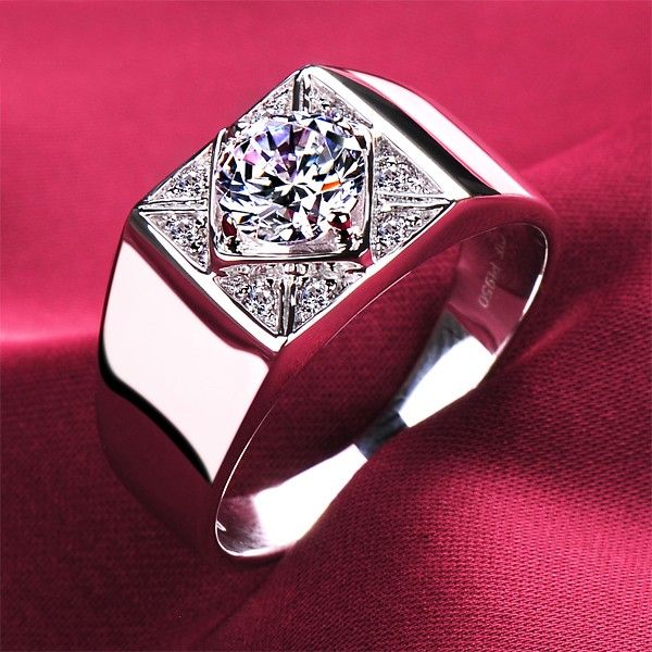 0.8 Carat Simulé Bague De Fiançailles / Mariage / Promesse De Diamant Pour Lui