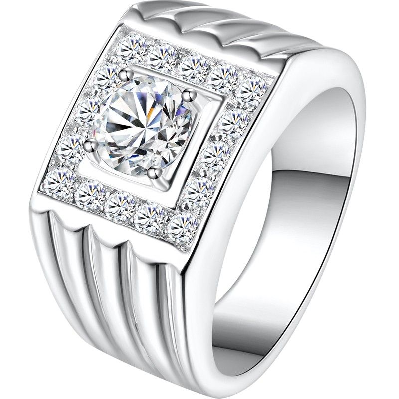 0.8 Carat Simulé Bague De Fiançailles / Mariage / Promesse De Diamant Pour Lui