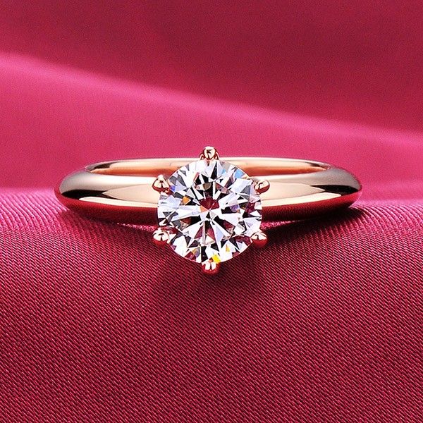 1.0 Carat Simulé Fiançailles / Mariage / Promesse En Or Rose Bague Pour Elle