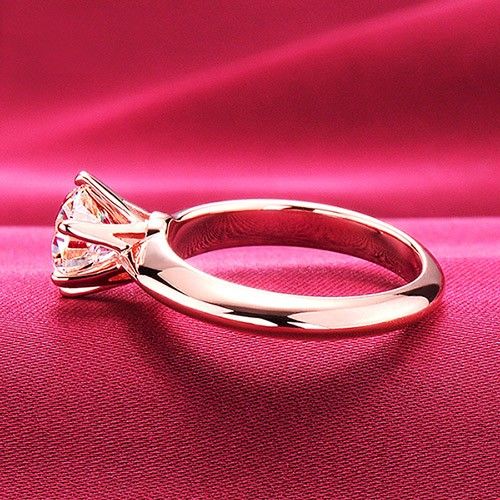 1.0 Carat Simulé Fiançailles / Mariage / Promesse En Or Rose Bague Pour Elle